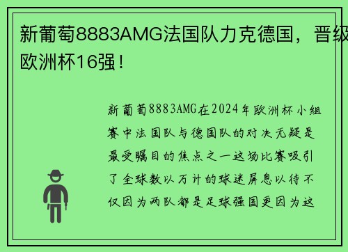 新葡萄8883AMG法国队力克德国，晋级欧洲杯16强！