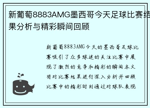 新葡萄8883AMG墨西哥今天足球比赛结果分析与精彩瞬间回顾