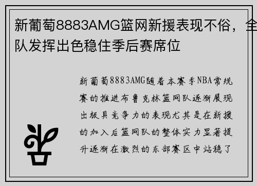 新葡萄8883AMG篮网新援表现不俗，全队发挥出色稳住季后赛席位