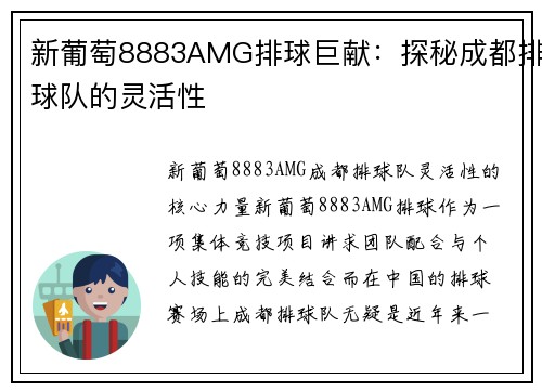 新葡萄8883AMG排球巨献：探秘成都排球队的灵活性