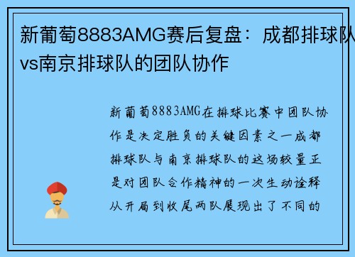 新葡萄8883AMG赛后复盘：成都排球队vs南京排球队的团队协作