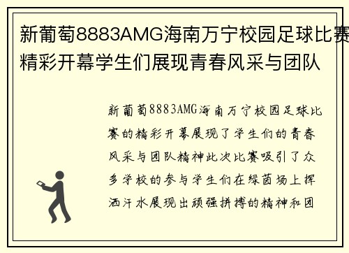 新葡萄8883AMG海南万宁校园足球比赛精彩开幕学生们展现青春风采与团队精神